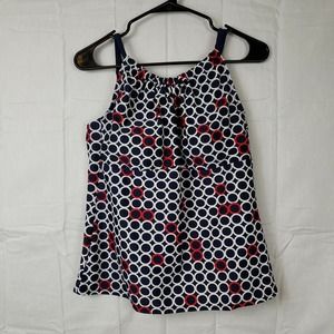 Liz‎ Claiborne Womens Navy White Red Comfort Sleeveless Pullover Swim Top Sz 12